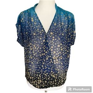 Cabi Bubbles Blouse Short Sleeve Sheer Top Style# 344 XS